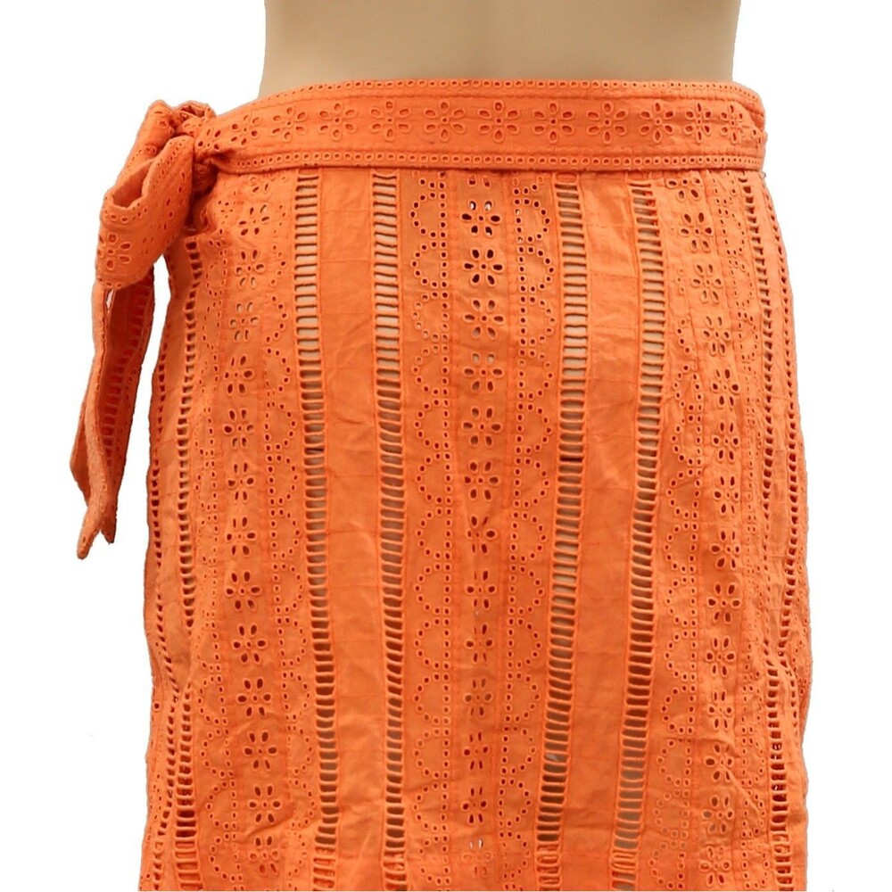 Damson Madder Fiji Mini Wrap Skirt Eyelet Embroidered Orange Cotton XS-6 287316 - Picture 8 of 10